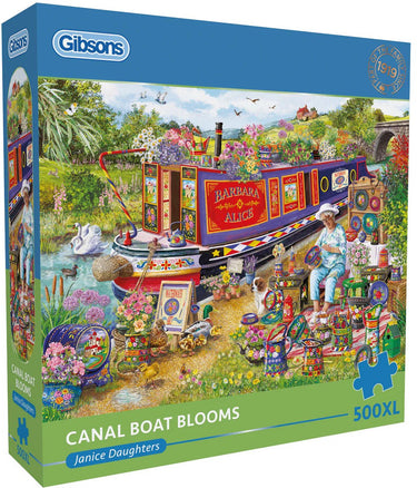 Gibsons legpuzzel canal boat blooms 500xl kleurrijk puzzelplezier.