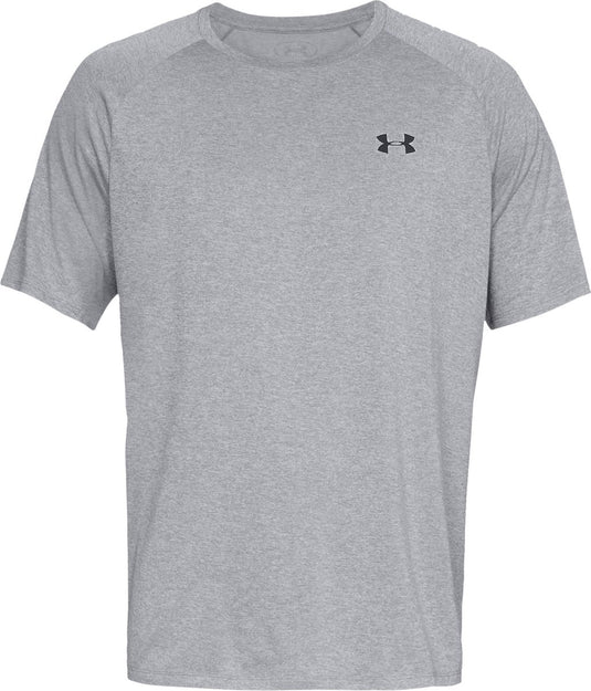 Under armour ua tech 2.0 ss tee-gry heren sportshirt - steel light heather - zwart