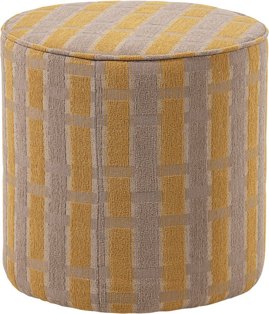 Woood sarli poef hoog dessin - chenille - taupe geel - 46x46x46