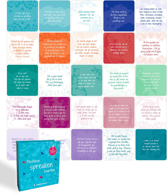 Voor positiviteit - positieve spreuken kaarten - 60 stuks in doos - dagelijkse positiviteit - cadeau - mindfulness motivatiekaartjes
