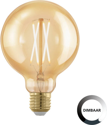 Eglo golden age led lamp - e27 - ø 9,5 cm - dimbaar - 4w - 1700k - amber