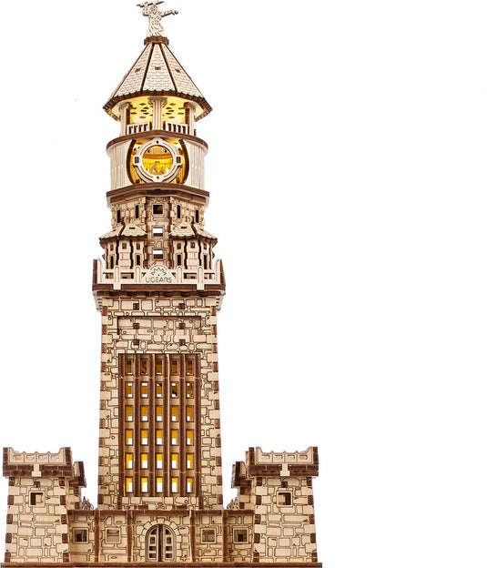 Ugears houten 3d model - vuurtoren van alexandrië met licht