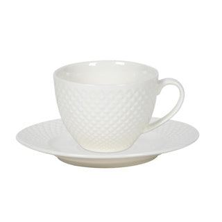 Kop met schotel diamond porselein 220 ml | 6 stuks