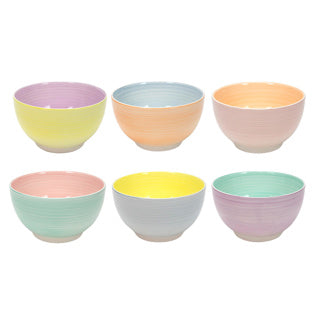 Schaal ø23x6cm 2-tone pastel, 6 assorti | 6 stuks