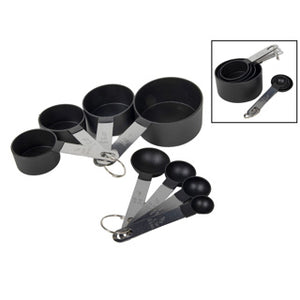 Maatlepelset zwart 8 delig | 4 stuks