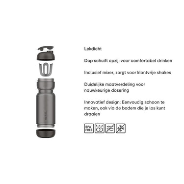 Mepal shakebeker sport 800ml - graphite black