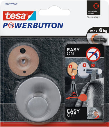 Tesa powerbutton classic zelfklevende haak (ø x h) 50 mm x 31 mm metaal inhoud: 1 stuk(s)