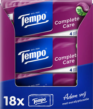 Tempo complete care - 4-laags zakdoekjes - 18 x 10 pakjes = 180 pakjes