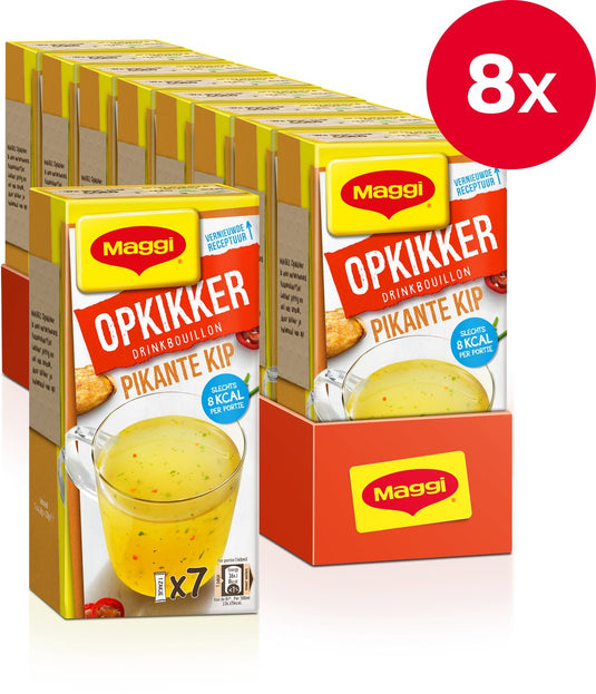 Maggi opkikker drinkbouillon pikante kip - 8 doosjes x 7 zakjes - voordeelverpakking