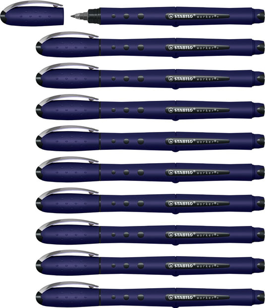 Stabilo worker+ - rollerball 0.5 mm - naturecolors wildflower - ultramarijn blauw - doos 10 stuks