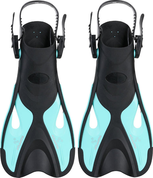 Atlantis dolphin - flippers - zwemvliezen - verstelbare hielstrap - voor zwemmen snorkelen - kinderen - zwart turquoise - 30-36