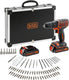 Black+decker 18v schroefboormachine kit met accessoires flightcase - bdcdc18bafc-qw