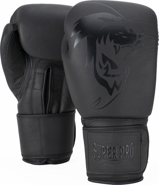 Super pro combat gear legend lederen (kick)bokshandschoenen grijs 16oz