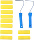 Kinzo verfroller set 12 delig met 10x schuimroller en 2 handgrepen - foam lakroller verfroller 10 cm - mini verfrollers verfbenodigdheden