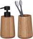 Sealskin earth badkamerset - zeepdispenser 150 ml - tandenborstelbeker - fsc - eiken - houtlook