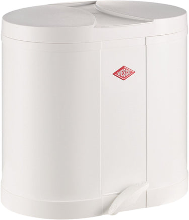Wesco eco-verzamelaar prullenbak | 30 liter | duo pedaalemmer (2x15 liter) | metaal - wit | afvalscheiding - made in germany