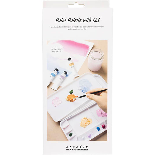 Creativ company schilderspalet met deksel, afm 27x12,7x2,3 cm, zilver, wit, 1 stuk