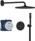 Grohe precision inbouwdouche - met thermostaatkraan - vitalio rain mono 310 hoofddouche (1 straalsoort) vitalio get stick handdouche (1 straalsoort) - rond design - matte black