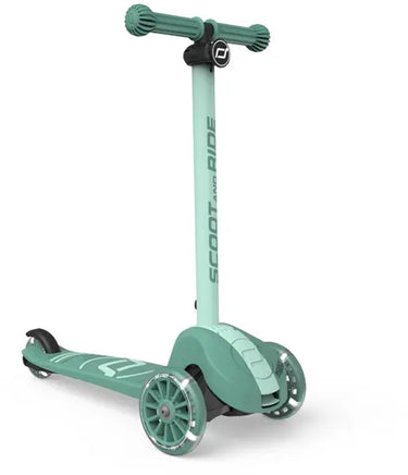 Scoot ride highwaykick 3s - kinderstep - led-wielen, 3 wielen en 2-voudige besturing - 3+ jaar (96-130 cm), max 50 kg - pu wielen 120 80 mm, forest