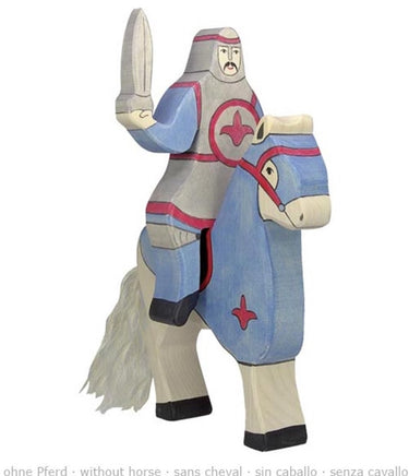 Holztiger sprookjes en ridders - ridder blauw rijdend - 10x2x19cm - houten figuur - zonder paard
