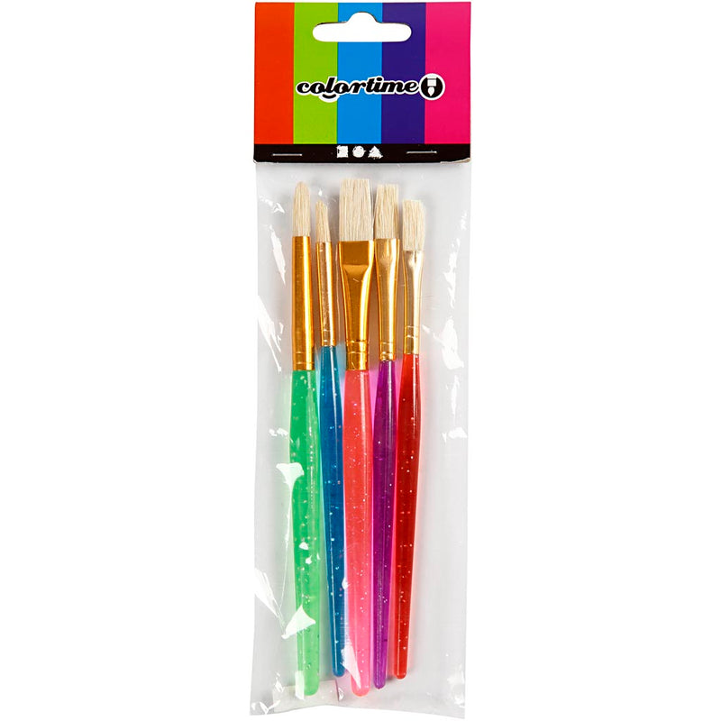 Load image into Gallery viewer, Creativ company kwasten voor kinderen, afm 8+12+18, l: 14-16 cm, b: 5-10 mm, plat,rond, diverse kleuren, 5 stuk 1 doos
