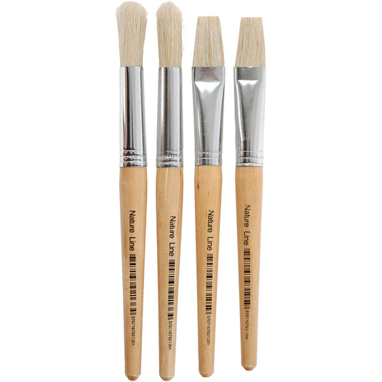 Creativ company kwasten voor kinderen, afm 15, l: 18,5+19,5 cm, b: 11+17 mm, plat,rond, 4 stuk 1 doos