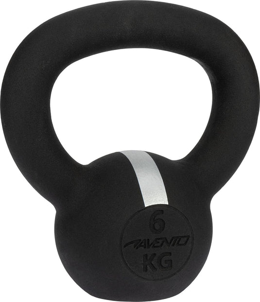 Avento kettlebell - 6 kg - gietijzer - zwart zilvergrijs