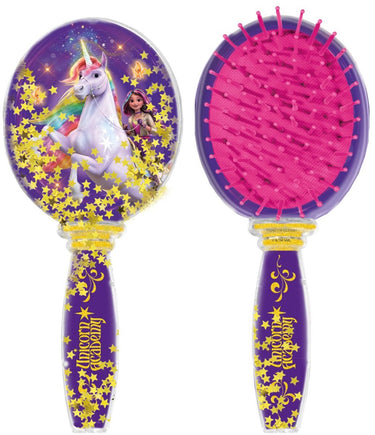 Totum unicorn academy speelgoed - haar borstel met bewegende glitters - haaraccessoires - kids beauty rollenspel speelgoed meisjes vanaf 3 jaar