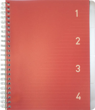 Kangaro 4-in-1 blok â€“ a5 - lijn - 200 pagina's - 60 grams rood - 4 stuks