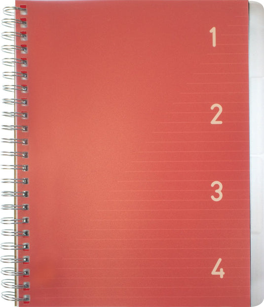 Kangaro 4-in-1 blok â€“ a5 - lijn - 200 pagina's - 60 grams rood - 4 stuks