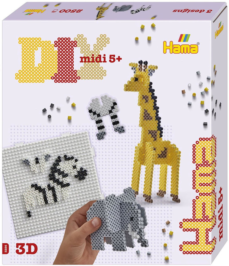 Load image into Gallery viewer, Hama midi strijkkralenset cadeau box - 3d safari
