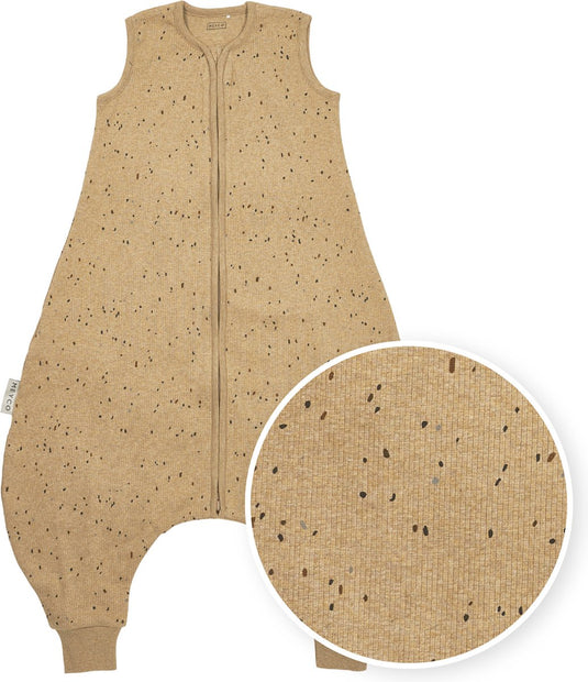 Meyco baby rib mini spot baby zomer slaapoverall jumper - toffee melange - 104cm - 0.5 tog