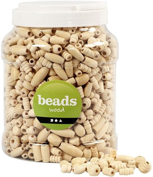 Creativ company houten kralen mix 5-28 mm naturel 1462 stuks