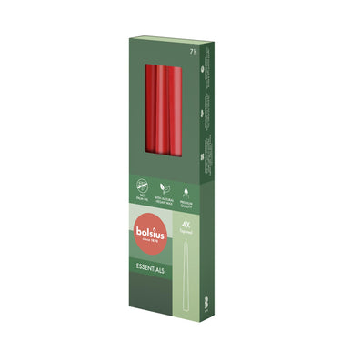 Bolsius essentials gotische kaarsen 245 24 delicate red 4 stuks in verpakking