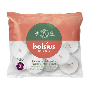 Bolsius maxi licht wit 10uur zak van 14 stuks