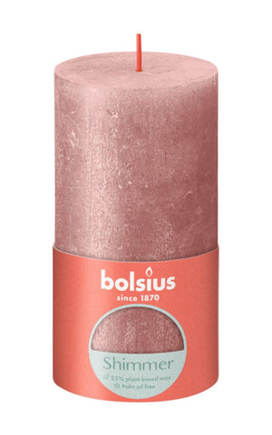 Bolsius rustiek stompkaars 130 68 shimmer pink