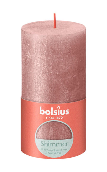 Bolsius rustiek stompkaars 130 68 shimmer pink