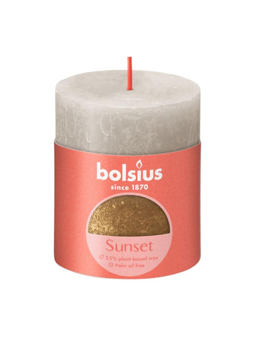 Bolsius rustiek stompkaars 80 68 sunset sandy grey en gold