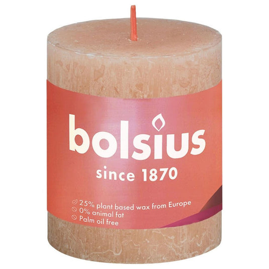 Bolsius rustiek stompkaars 80 68 roze