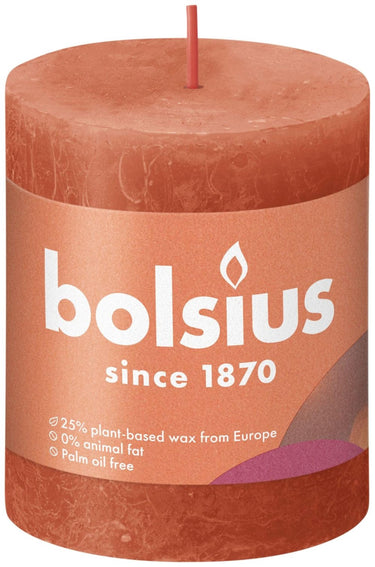 Bolsius shine collection rustiek stompkaars 80 68 earthy orange- aards oranje