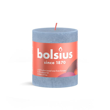 Bolsius stompkaars 80 68 rustiek sky blue-lucht blauw