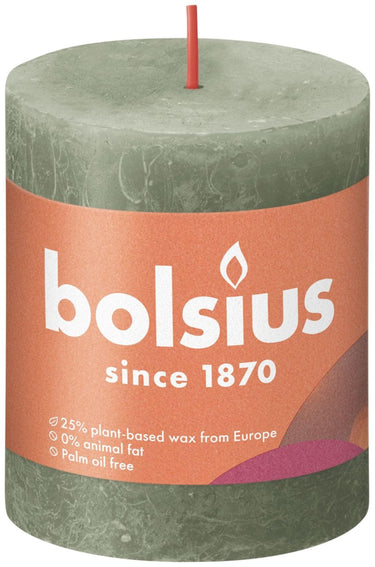 Bolsius rustiek stompkaars 80 68 fresh olive- fris olijf