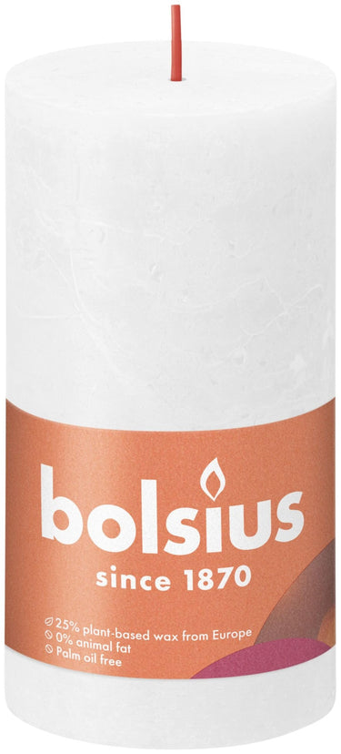 Bolsius shine collection rustiek stompkaars 130 68 cloudy white- wolkenwit