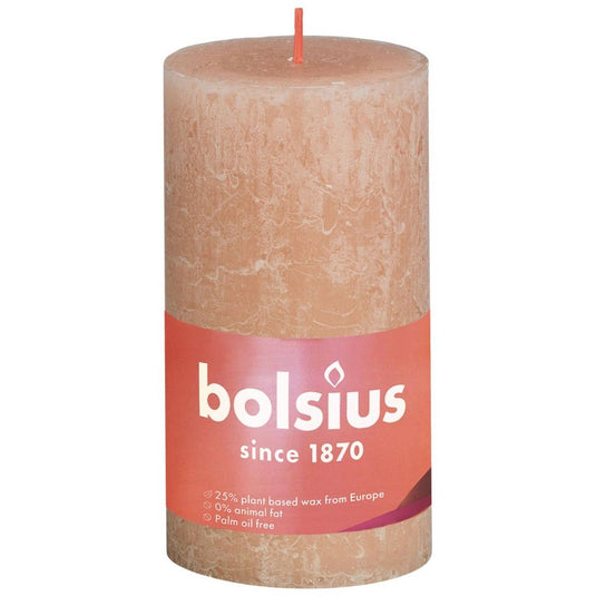 Bolsius rustiek stompkaars 130 68 roze