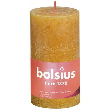 Bolsius rustiek stompkaars shine collection130 68 honeycomb yellow ( honingraat geel )