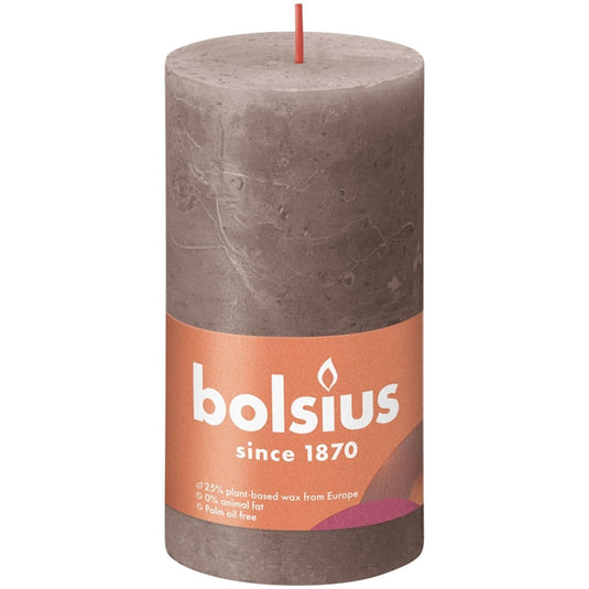 Bolsius rustiek stompkaars 130 68 taupe