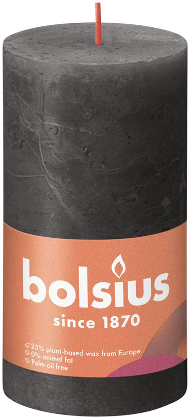 Bolsius rustiek stompkaars 130 68 stormy grey-stormgrijs