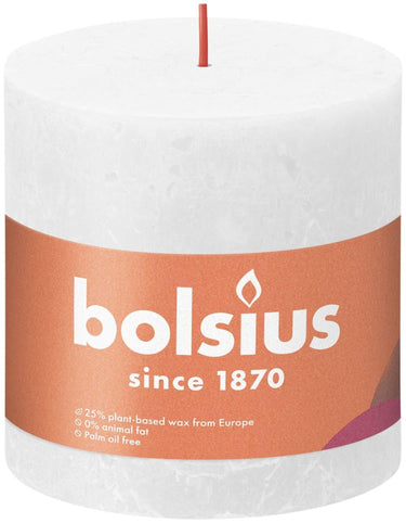 Bolsius shine collection rustiek stompkaars 100 100 cloudy white- wolkenwit
