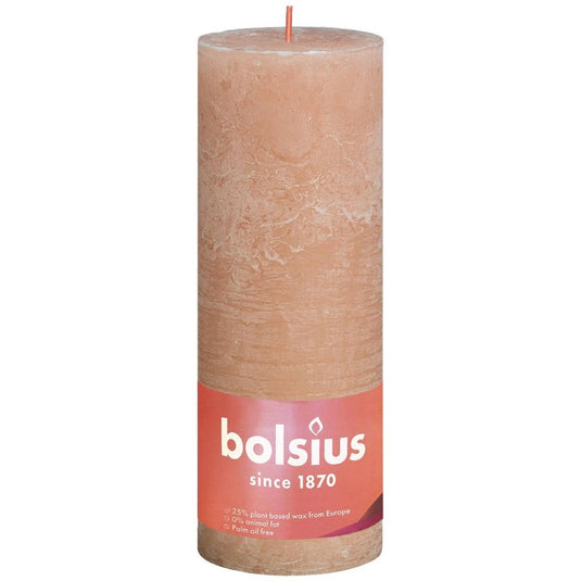 Bolsius rustiek stompkaars shine collection 190 68 misty pink- nevelig roze