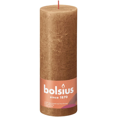 Bolsius shine collection rustiek stompkaars 190 68 spice brown- kruidig bruin